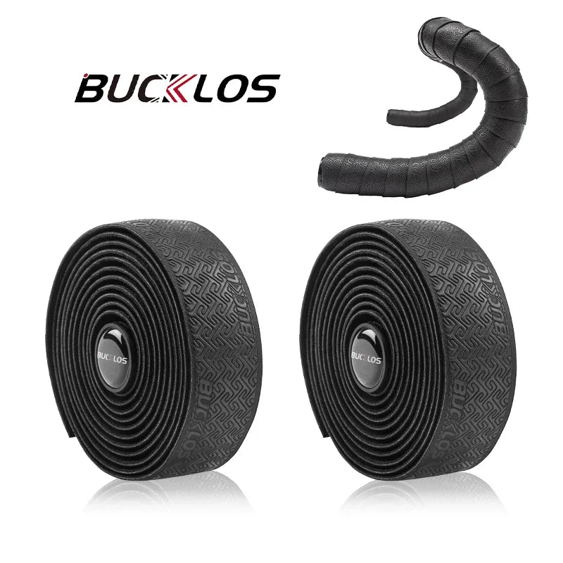 BUCKLOS Road Bike Handlebar Tapes PU Shock Bicycle Handle Bar Tape W/Bar End Plugs Anti-Slip Anti-Vibration Wrap Belts Bartape