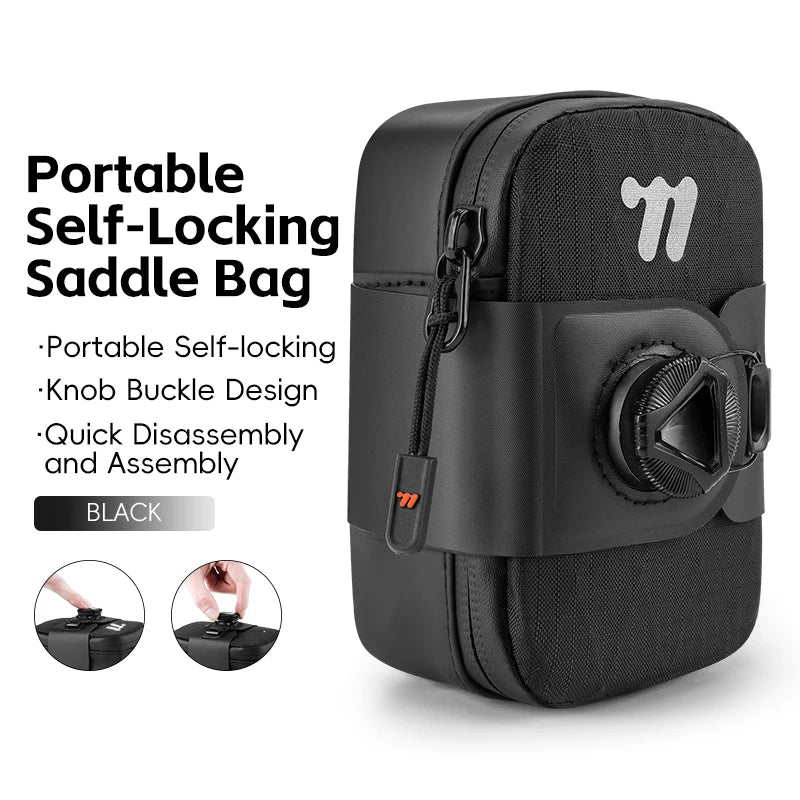 WEST BIKING Bicycle Saddle Bag Lightweight Waterproof Bike Seat Tail Bags Wear-Resistant Rotating Lacing Buckle Bike Accessories