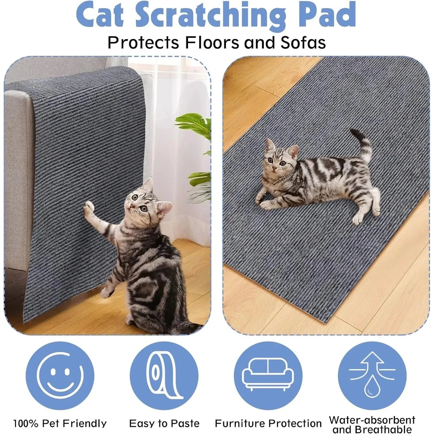 Trimmable Self-Adhesive Carpet Mat Pad Anti Cat Scratch Mat Cat Pet Scratcher Furniture Couch Corner Indoor Sofa Wall Protector
