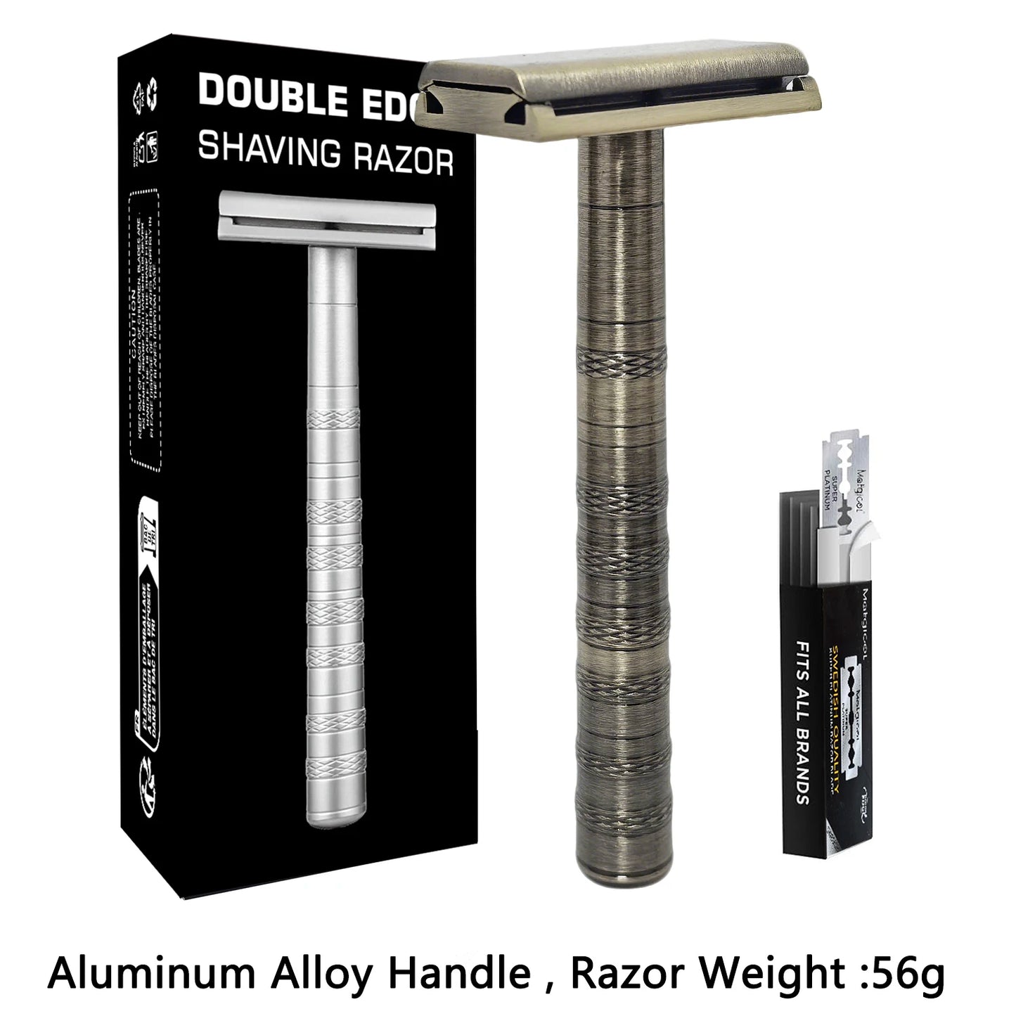 Double Edge Safety Razor with 5 Spare Blades 30° Angled Precision Reusable Single Blade Razors for Men and Women