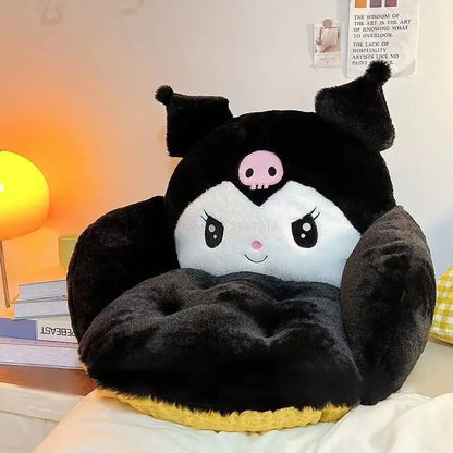 Kawaii Cinnamoroll Big Size Cute Plush Half Surrounded Black Kuromi Cushion Backrest Dormitory Office Non-Slip Chair Cushion