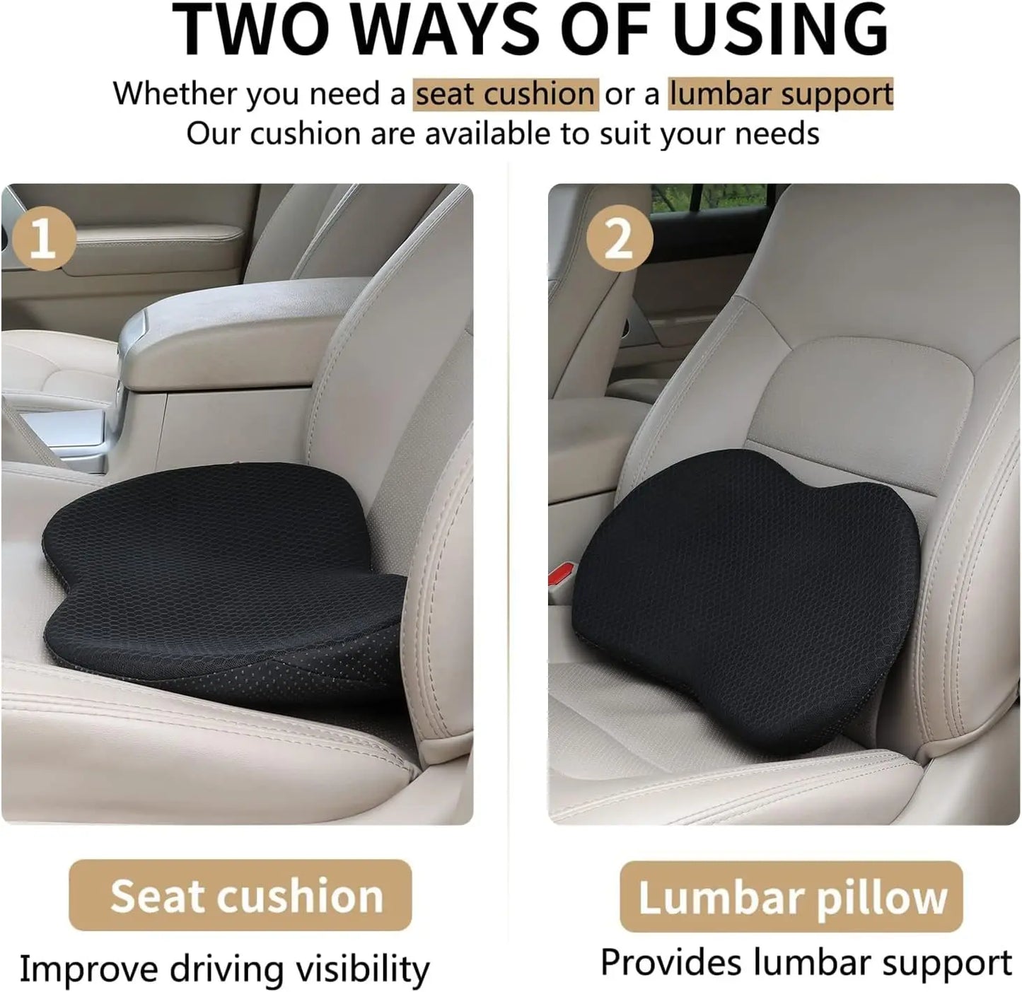 Multifunctional Car Seat Cushion Universal Memory Lumbar Pillow Support Driver Breathable Relief Comfort Chair Car Seat Pad