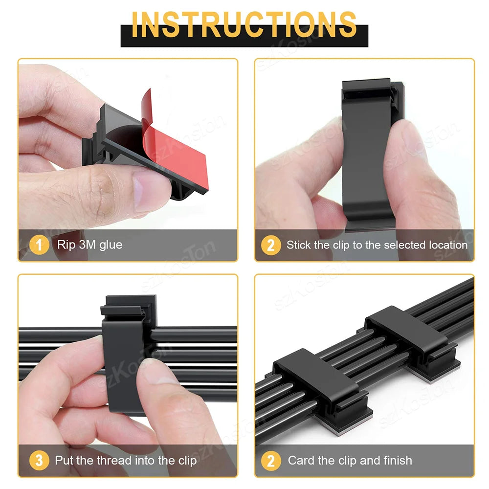 Self-adhesive Cable Organizer Cable Clamp Clips Holder Clamp Management Car USB Data Cable Decorative Cord Winder Manager