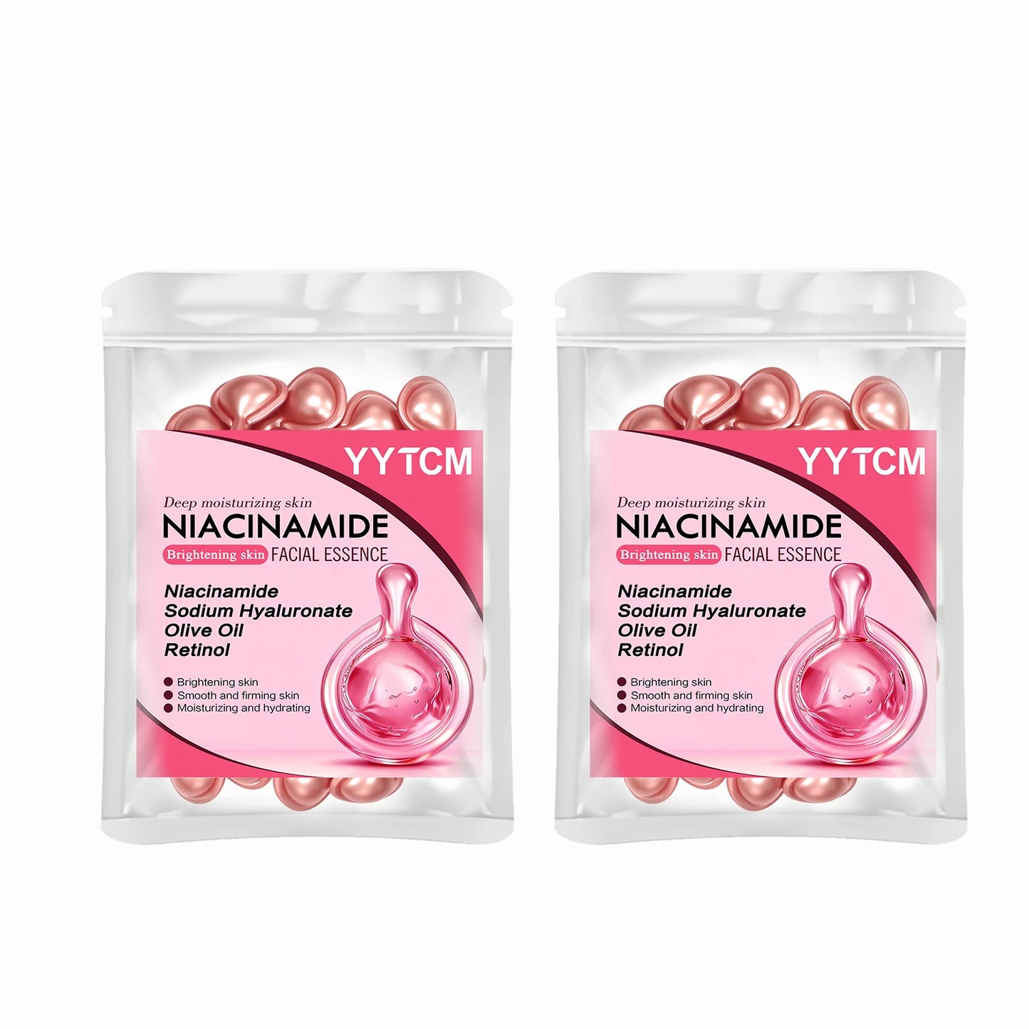 Niacinamide Facial Essence Capsules, Containing Retinol, Olive Fruit Oil, Gardenia Extract, Brighten Skin Tone, Moisturize and Hydrate, and Smooth and Soften Skin (0.5Gx30 Capsules)/Bag-1 Bag