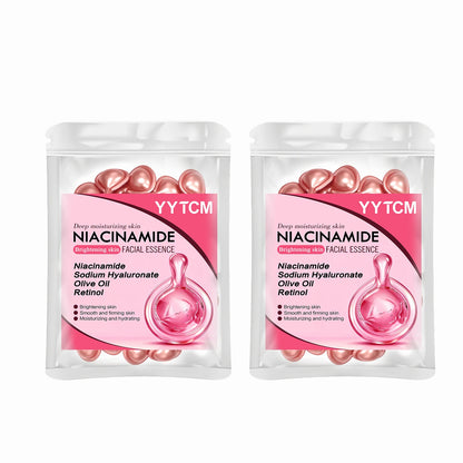 Niacinamide Facial Essence Capsules, Containing Retinol, Olive Fruit Oil, Gardenia Extract, Brighten Skin Tone, Moisturize and Hydrate, and Smooth and Soften Skin (0.5Gx30 Capsules)/Bag-1 Bag