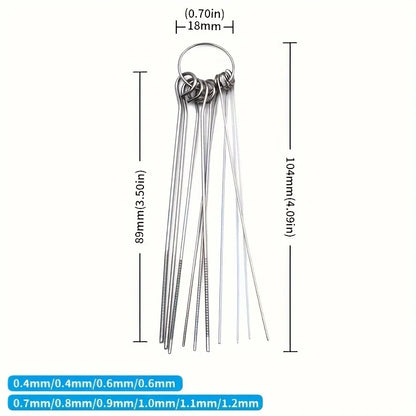 10 Stainless Steel Needle Shower Head Cleaning Brush Set, Suitable for Multi Size Shower Heads,bathroom Accessory Cleaning Tools