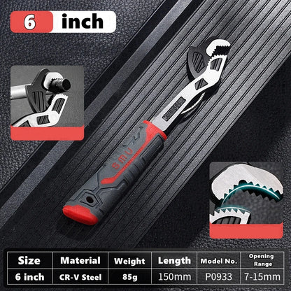 6/8/10/12 Inch Universal Multifunctional Self-Locking Wrench Fast Adjustable Wrench CR-V Bathroom Wrench Plumber Multi Hand Tool