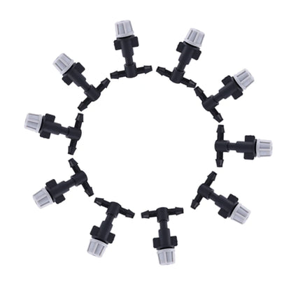 100/10PCS Plastic Watering Irrigation Garden Misting Sprinkler Heads Nozzle W/ Tee Joints for Misting Watering Irrigation System