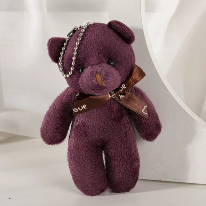 6/12pcs Mini Bear Plush Keychain Colorful Bear Stuffed Toy School Bag Pendant Teddy Doll Graduation Party Supplies Wedding Gift