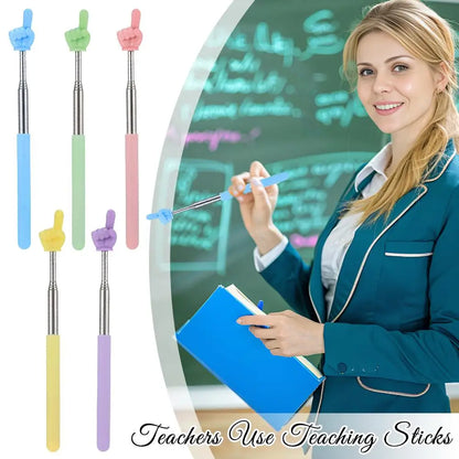 Steel Teaching Pointer Telescopic Rod Finger Design Teaching Stick Finger Reading Sticks Tools School Office Supplies