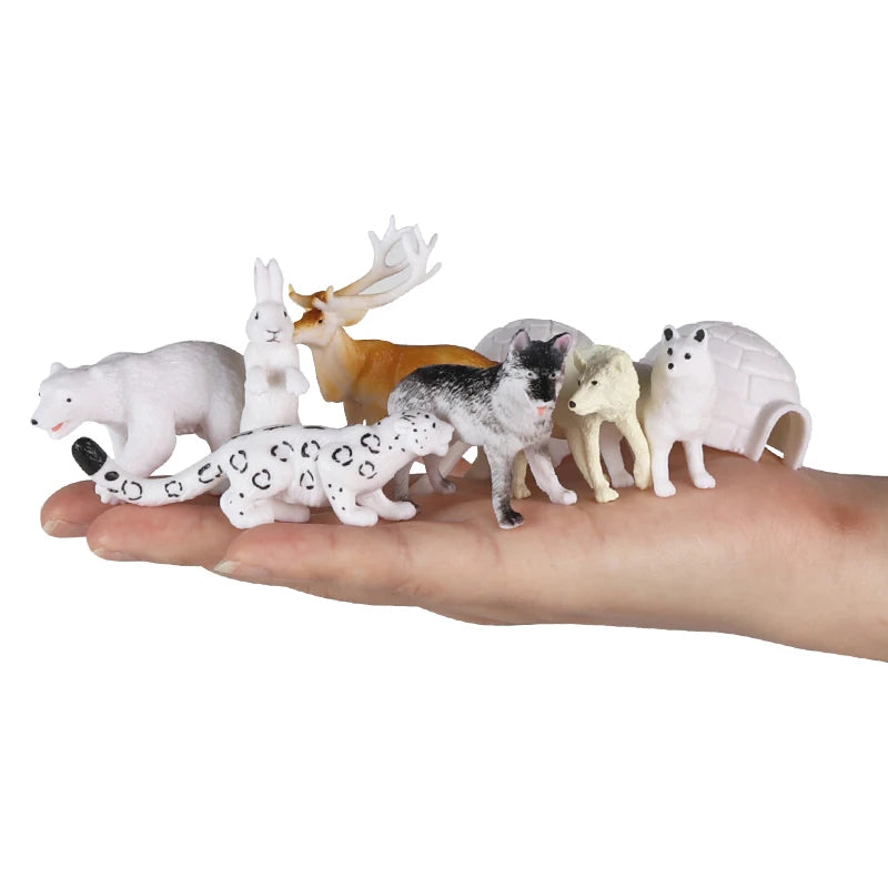 Oenux Arctic South Pole Animals Simulation Penguins Polar Bear Wolf Beluga Whale Action Figures Model Figurine PVC Kid Toy Gift