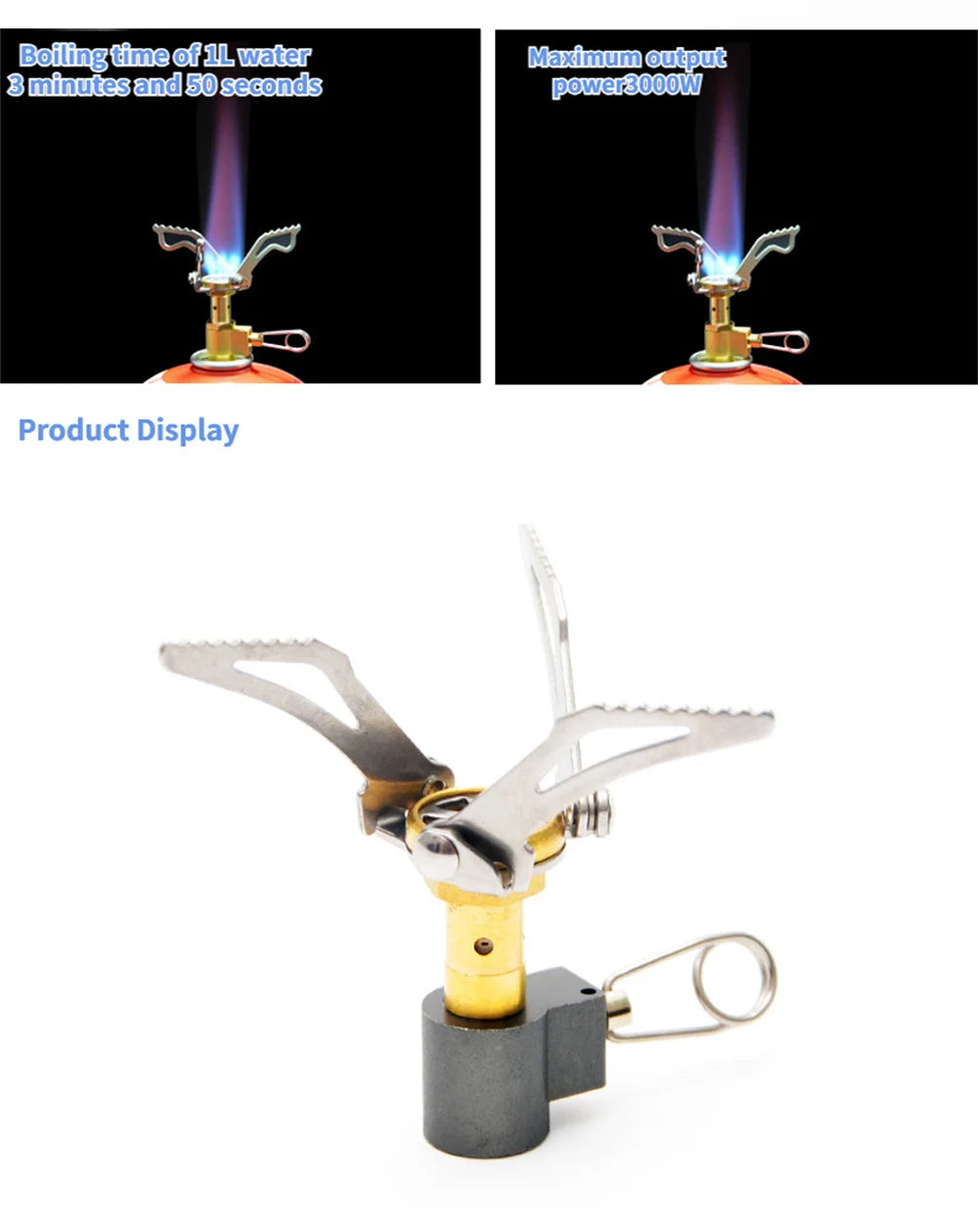 Outdoor Gas Stove Camping Burner Portable Mini Folding Stove Gas Heater Survival Furnace Foldable Furance Head for Picnic Cooker