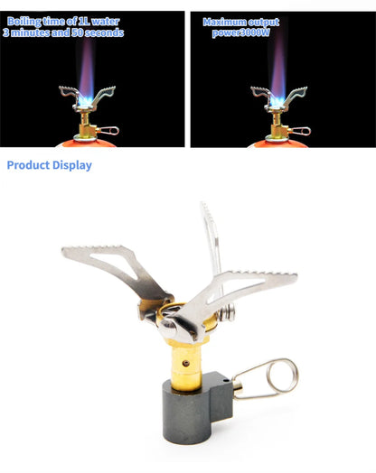Outdoor Gas Stove Camping Burner Portable Mini Folding Stove Gas Heater Survival Furnace Foldable Furance Head for Picnic Cooker