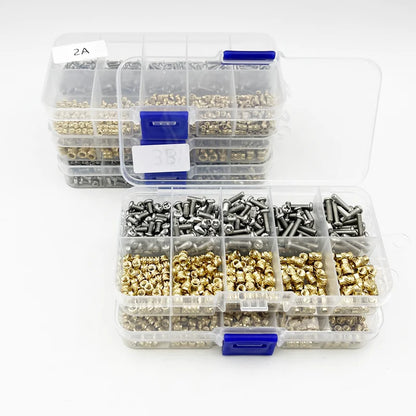 Brass Hot Melt Threaded Insert Nut Iron Tip 3D Printer Accessorie Heating Nut  Stainless Screw Bolt Insertnut Kit M2 M2.5 M3 M4