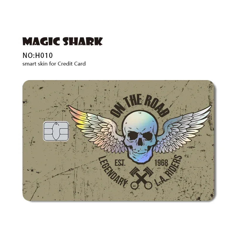 Magic Shark Skull Panda Hunter Broke Blue Eyes Dragon Laser Holographic Sticker Cover Film Skin for Credit Bank Debit Card