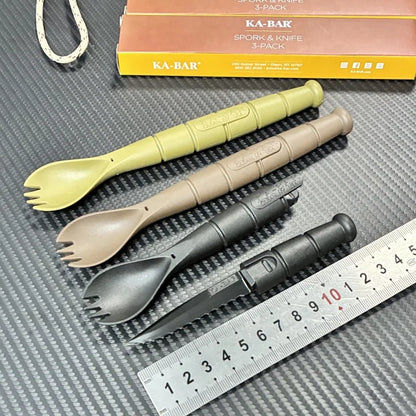 Tactical Mini Cutlery Set EDC Outdoor Multi-Function Tool Fork Spoon Knife Combo Camping Hiking Essential Gear