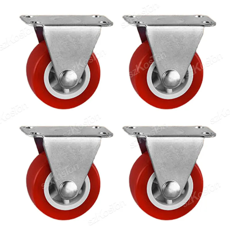 4Pcs/lot 1-2inch Furniture Caster PVC Red Universal Wheel Swivel Caster Roller Wheel For Platform Trolley Accessory