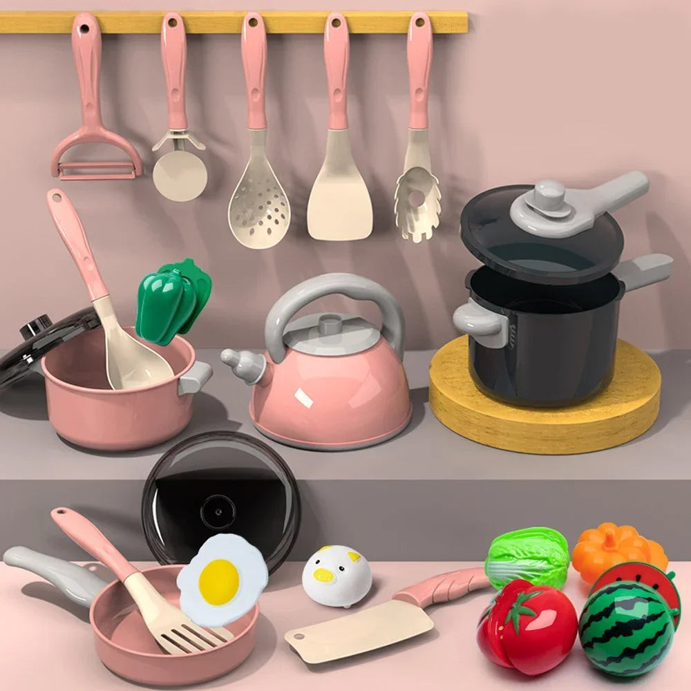 Kids Kitchen Toys Set 92/69/59 PCS Play Kitchen Accessories Kit with Play Pots Pretend Food Cooking Toy Toddler Girls Boy Gift