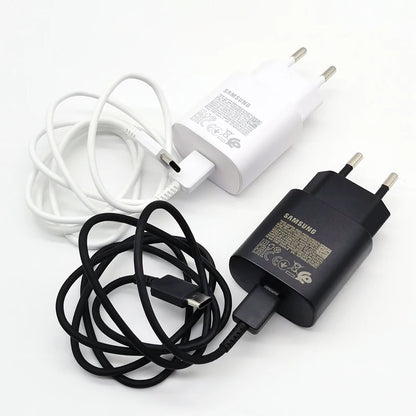 Samsung 25W Super Fast Charger Type C Adapter For Galaxy S24 S23 S20 S21 S22 Plus Note 20 10 A55 A35 A25 A15 Z Flip Fold 6 5 4 3