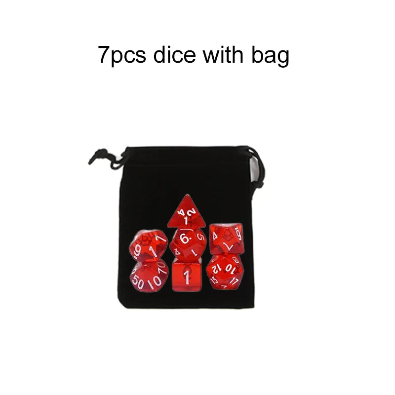 7pcs/set Multicolour Dice Set Multiple Colors Polyhedral RPG DND Role Playing Dragons Board Game Multiple Dice With Bags TMZ