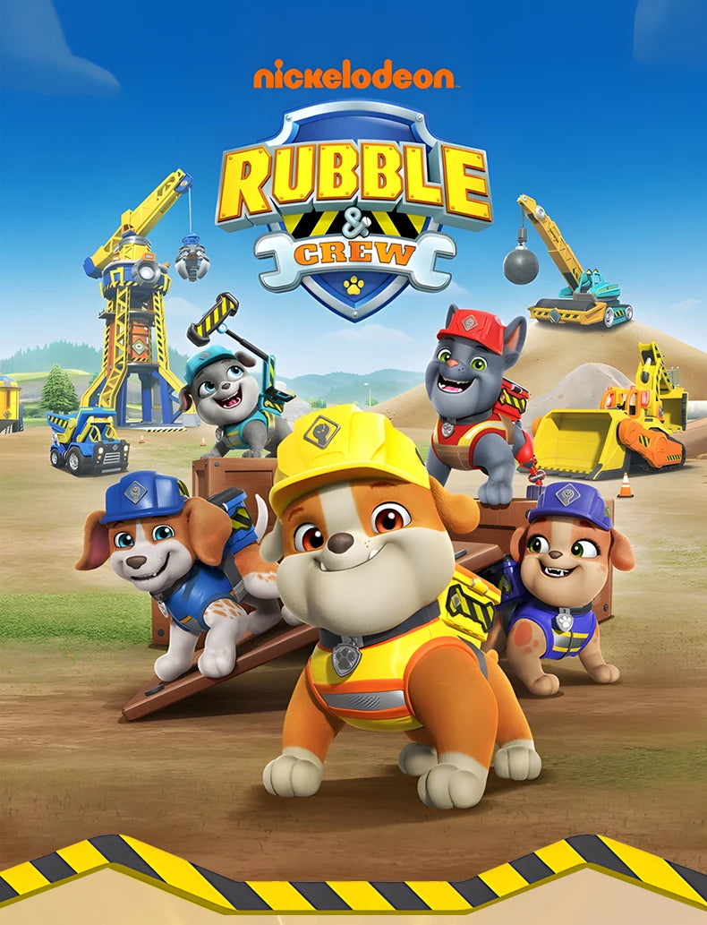 100% Genuine Paw Patrol Rubble & Crew Toy Wheeler Mix Charger Action Figure Doll with Collectible Figures Kids Toy Birthday Gift