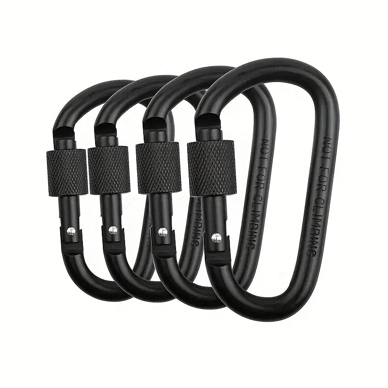 4Pcs Aluminum Alloy D-Ring Carabiner Hammock Hook Hook Organizer Shopping Bag Clip Hook for Outdoor Hiking Travel Backpack