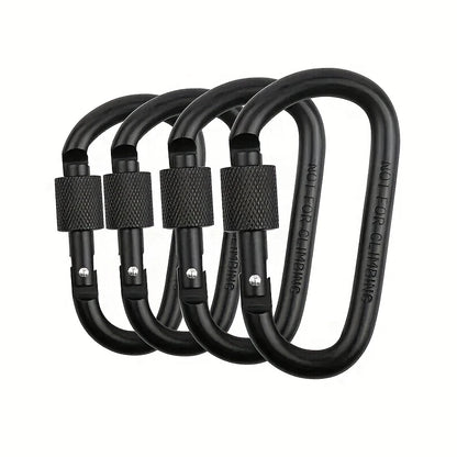 4Pcs Aluminum Alloy D-Ring Carabiner Hammock Hook Hook Organizer Shopping Bag Clip Hook for Outdoor Hiking Travel Backpack