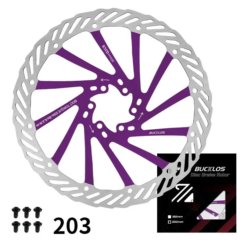 BUCKLOS Ultralight MTB Bike Hydraulic Disc Brake Rotor 160/180/203mm Mountain Road Racing Bicycle Brake Disc with 6 Free Bolts