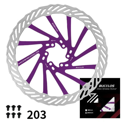 BUCKLOS Ultralight MTB Bike Hydraulic Disc Brake Rotor 160/180/203mm Mountain Road Racing Bicycle Brake Disc with 6 Free Bolts
