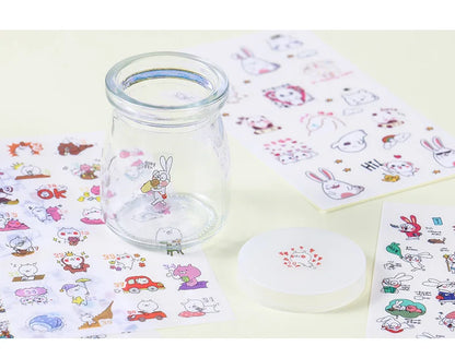 6Pcs/Lot Waterproof Cartoon Transparent Pvc Stickers DIY Hand Account Diary Decorative Stickers Kawaii Phone Cup Stickers