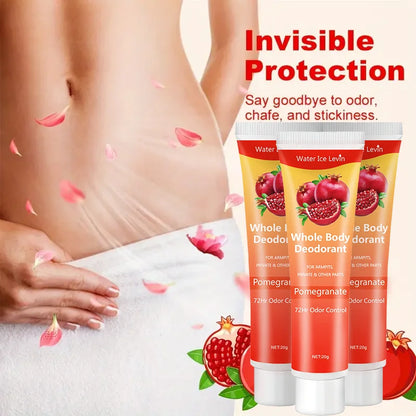 Pomegranate Full Body Deodorant Cream, 72-Hour Odor Control, Aluminum-Free, Gentle and Soothing, Fresh Scent - Suitable for Sensitive Skin, Perfume Deodorant, All-Day Freshness