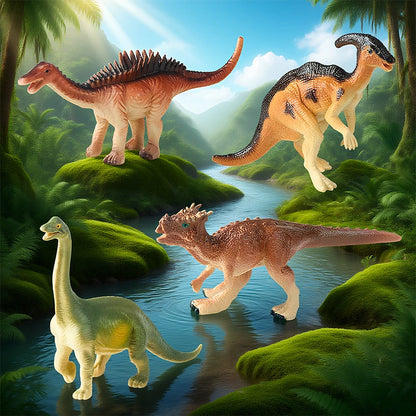 Oenux 12PCS Jurassic Dinosaur Set Velociraptor Stegosaurus Spinosaurus T-Rex Model Action Figures PVC Collection Kids Toy Gift