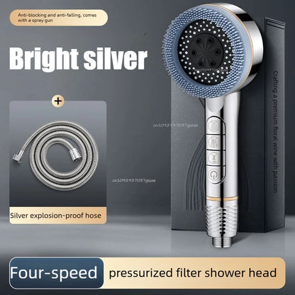 Filtered Supercharged Shower Head Four-speed Adjustment With Water Seal Multi-functional Home Shower Bathroom Accessories