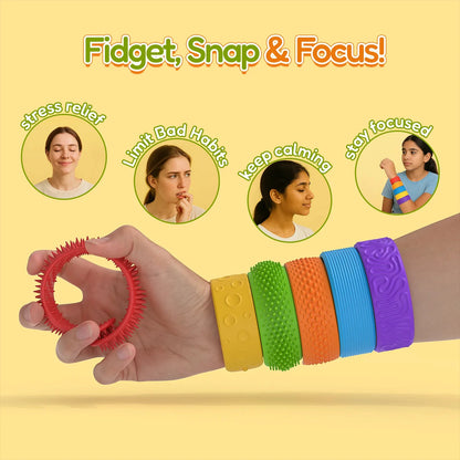6Pcs Silicone Sensory Fidget Toys  Textured Slap Bracelets For Autism  Special Needs  Calming Stress Relief Fidgets For Kids