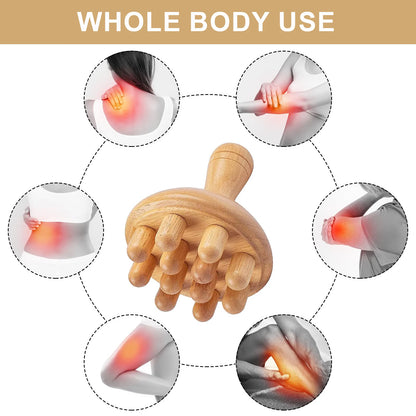 Wooden Mushroom Massager Manual Massage Tool, Wood Mushroom Massage Tools Muscle Tension Local Fat Gua Sha for Full Body Use