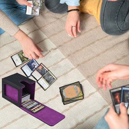 Card deck box with display window, Hold 120 + Single sleeved cards,Magnetic closure, Suitable for CCG Cards, Magic Game Cards