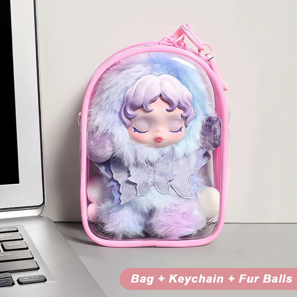 Labubu/SP Protect Case Labubu Sitting Party 15/17cm Cotton Doll Shoulder Pain Bag PVC Storage Bag Labubu Walk Bag Dustproof