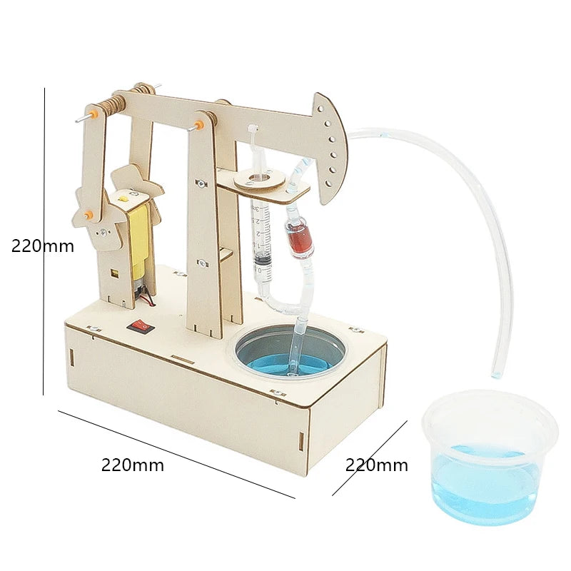 Kids STEM Toys DIY Pumping Unit Assembling Model Material Kits Water Pump Experiment Technology Toy Puzzle Painted Toys Gift
