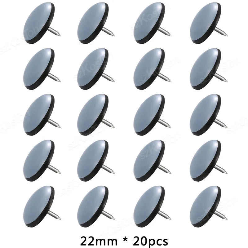 20Pcs 19/22/25/30/38mm Table Chair Foot Sliders Round Furniture Legs Pads With Nails Cabinet Sofa Glides Floor Protectors Slider