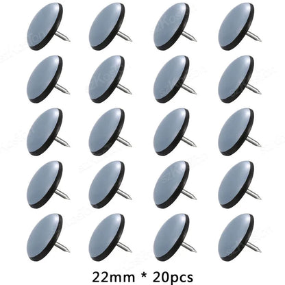 20Pcs 19/22/25/30/38mm Table Chair Foot Sliders Round Furniture Legs Pads With Nails Cabinet Sofa Glides Floor Protectors Slider