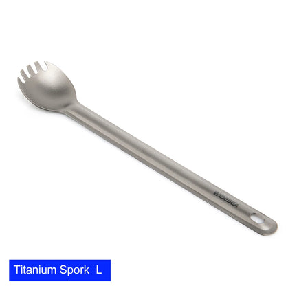 Widesea Camping Titanium Spork  Spoon Outdoor Lightweight Fork Tableware Portable Picnic Hiking Travelling Ultralight Dinnerware