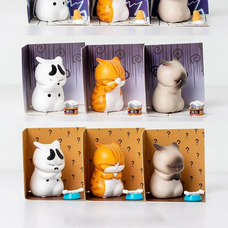 3/1Pc Mini Cat Blind Box Anger Orange Cat Cute Figures Ornaments Mystery-box Office Desktop Computer Decoration Children's Gift
