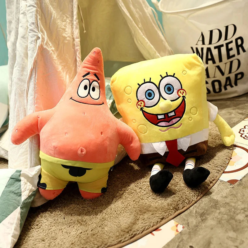 2pcs/lot 35cm Cute SpongeBob Patrick Star Plush Toy Very Soft Hug Pillow Stuffed Cartoon Anime Plushies Kawaii Doll Xmas Gifts