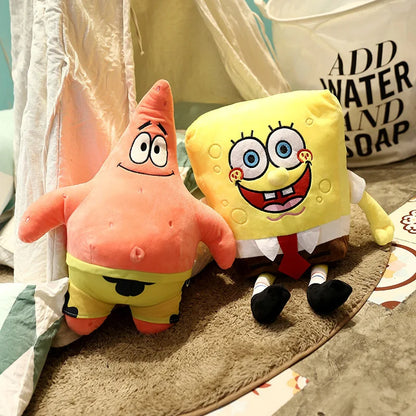 2pcs/lot 35cm Cute SpongeBob Patrick Star Plush Toy Very Soft Hug Pillow Stuffed Cartoon Anime Plushies Kawaii Doll Xmas Gifts