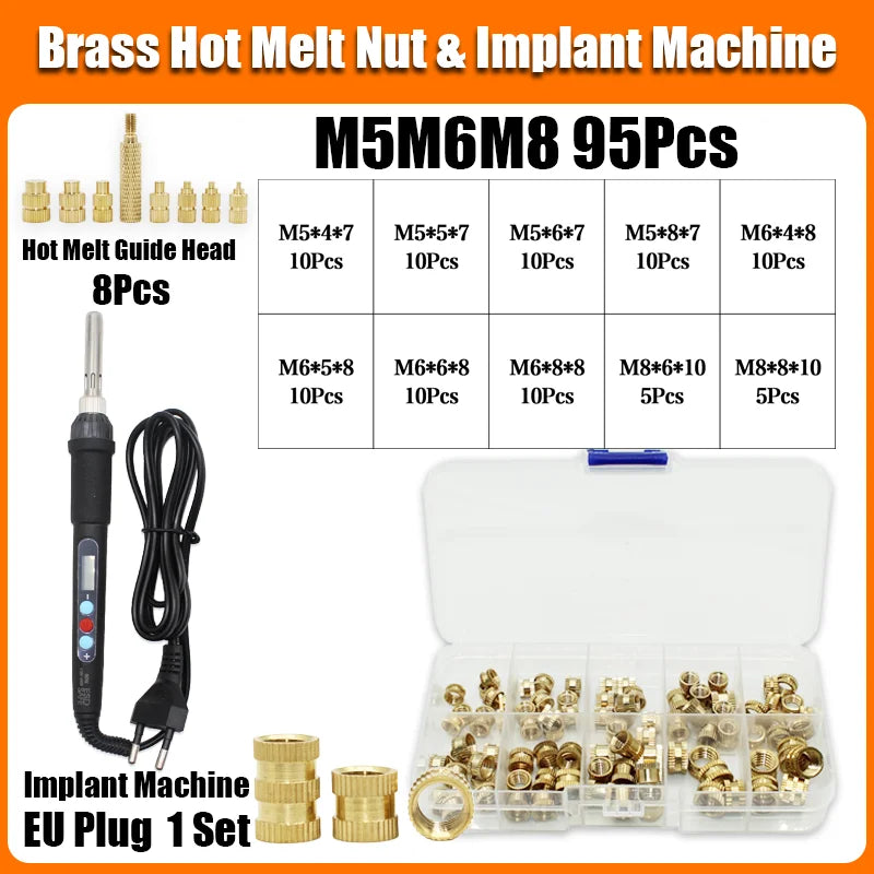 Brass Heat Set Insert Nut Electric Soldering Iron 60W LCD Digital Display Adjustable Temperature 220V/110V 3d Printer Copper Nut