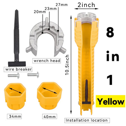 8 In 1 Flume Wrench Anti-slip Kitchen Sink Repair Tools Bathroom Faucet Assembly Key Plumbing Installation Wrench