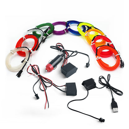 5M Car Interior Led Strip Light Neon EL Wiring Decorative Lamp For Auto DIY Flexible Ambient Light USB Party Atmosphere Diode