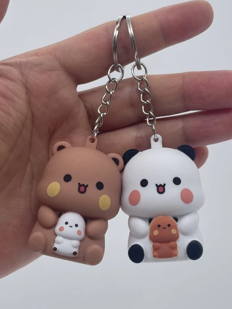 Bubu Dudu Say I Love You Voice Toys Keychain Yier Panda Bear Glowing Anime Figures Phone Ornament Bag Decoration Couple Gifts