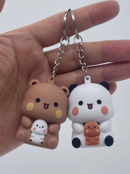 Bubu Dudu Say I Love You Voice Toys Keychain Yier Panda Bear Glowing Anime Figures Phone Ornament Bag Decoration Couple Gifts