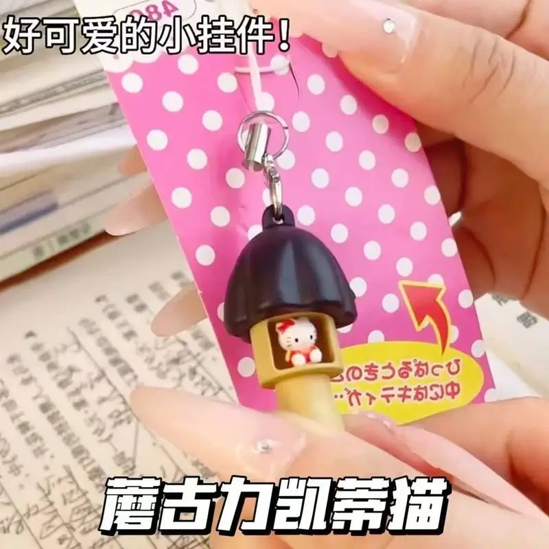 Hello Kitty Mushroom Pendant Cute Creative Keychain Cartoon Retro Bag Pendant Christmas Gift